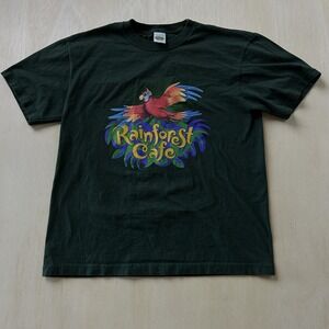 Vintage Rainforest Cafe Shirt Mens Large Green Parrot Graphic Tee T-Shirt